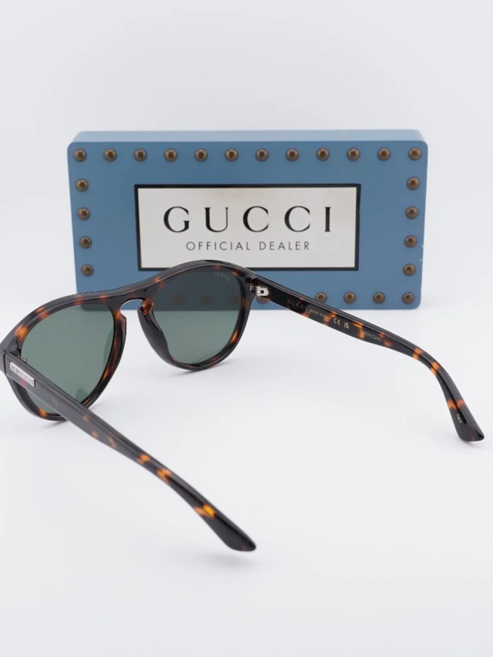Gucci GG0747S 003 Aviator Sunglasses - Havana / Green